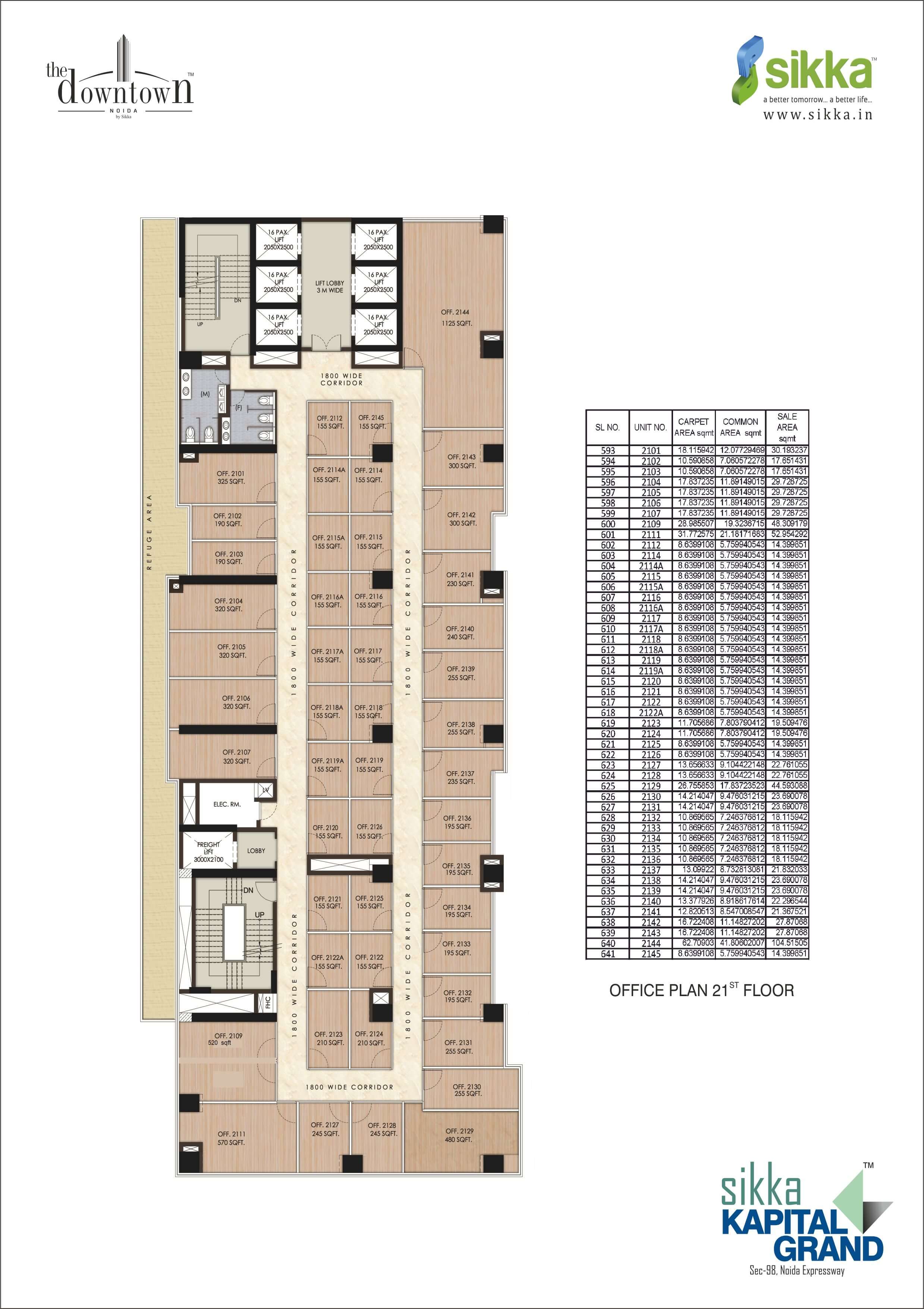 Kapital Grand - Office Plan 21st Floor