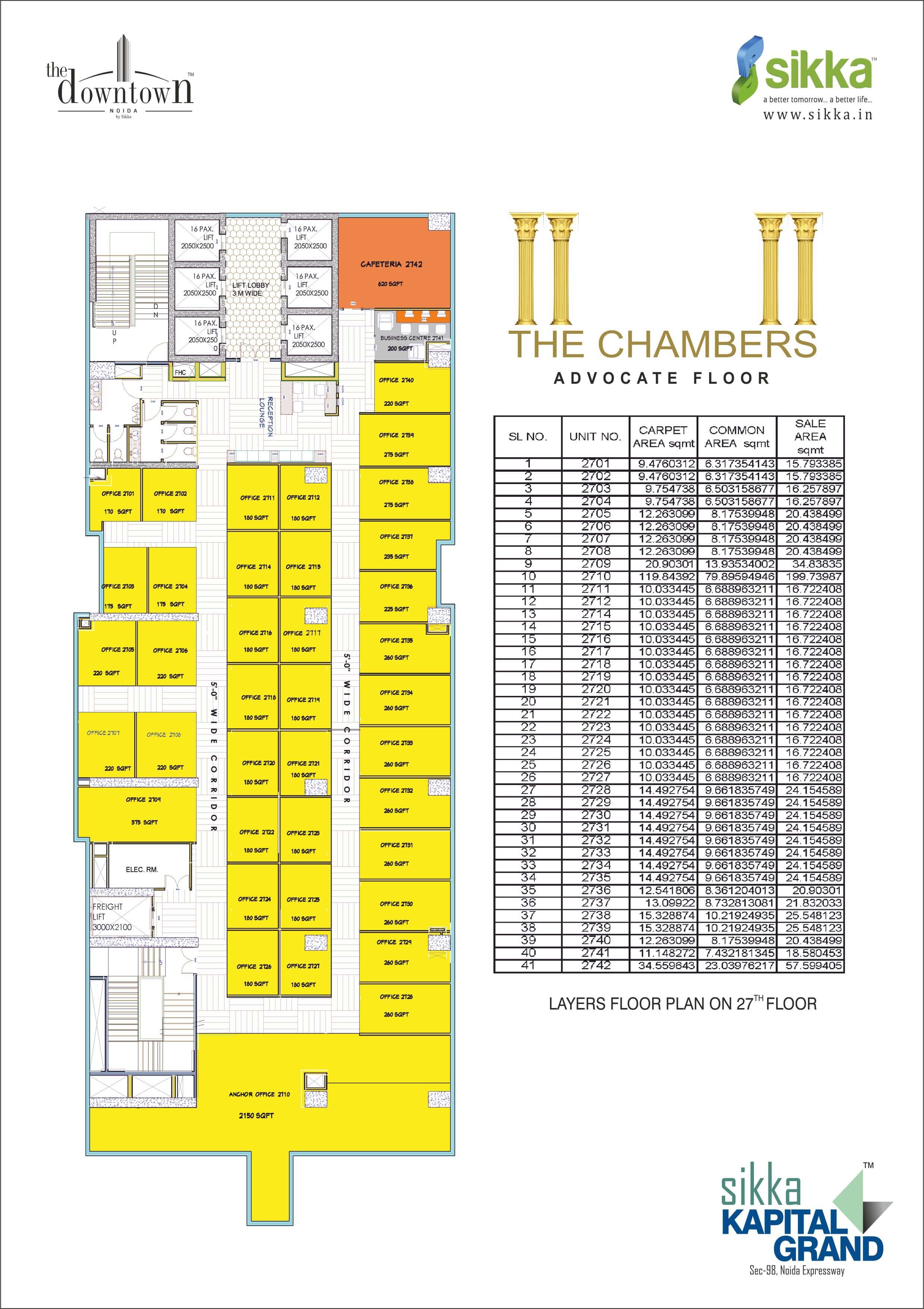 Kapital Grand Floor Plan  - The Chambers - Advocate Floor (27th Floor)