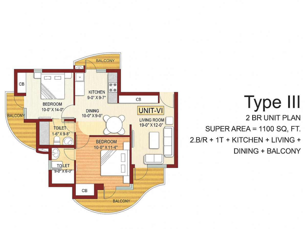 Karmic Greens 2BHK Floor Plan