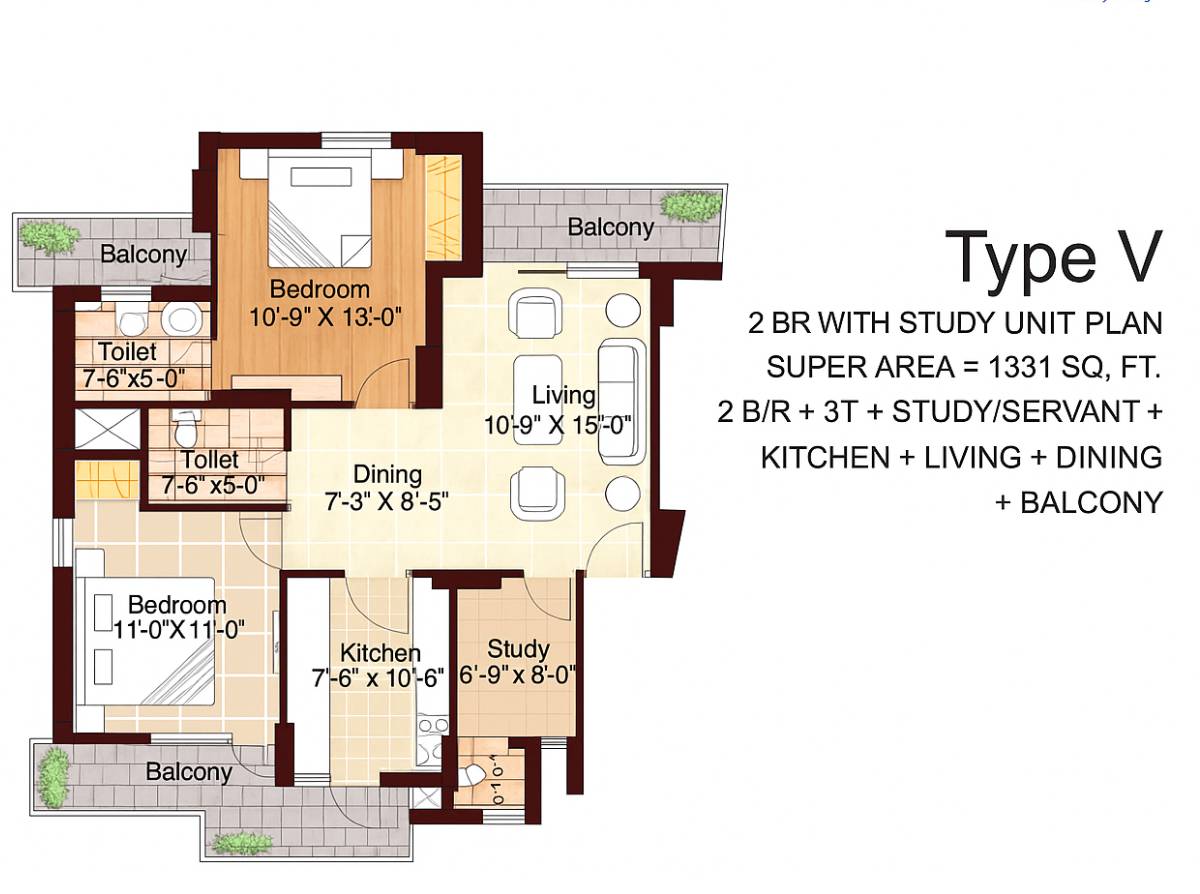 Karmic Greens 2BHK Floor Plan