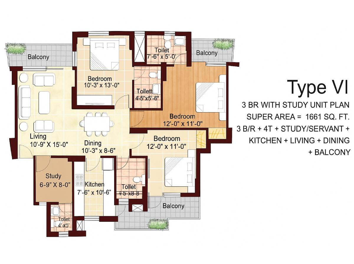 Karmic Greens 3BHK Floor Plan