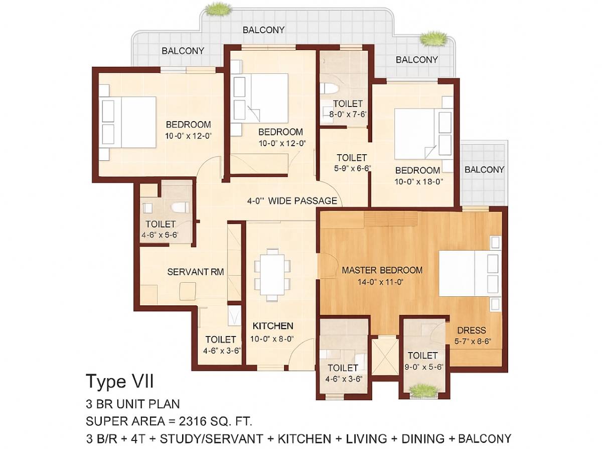 Karmic Greens - 2316 Sq ft Floor Plan