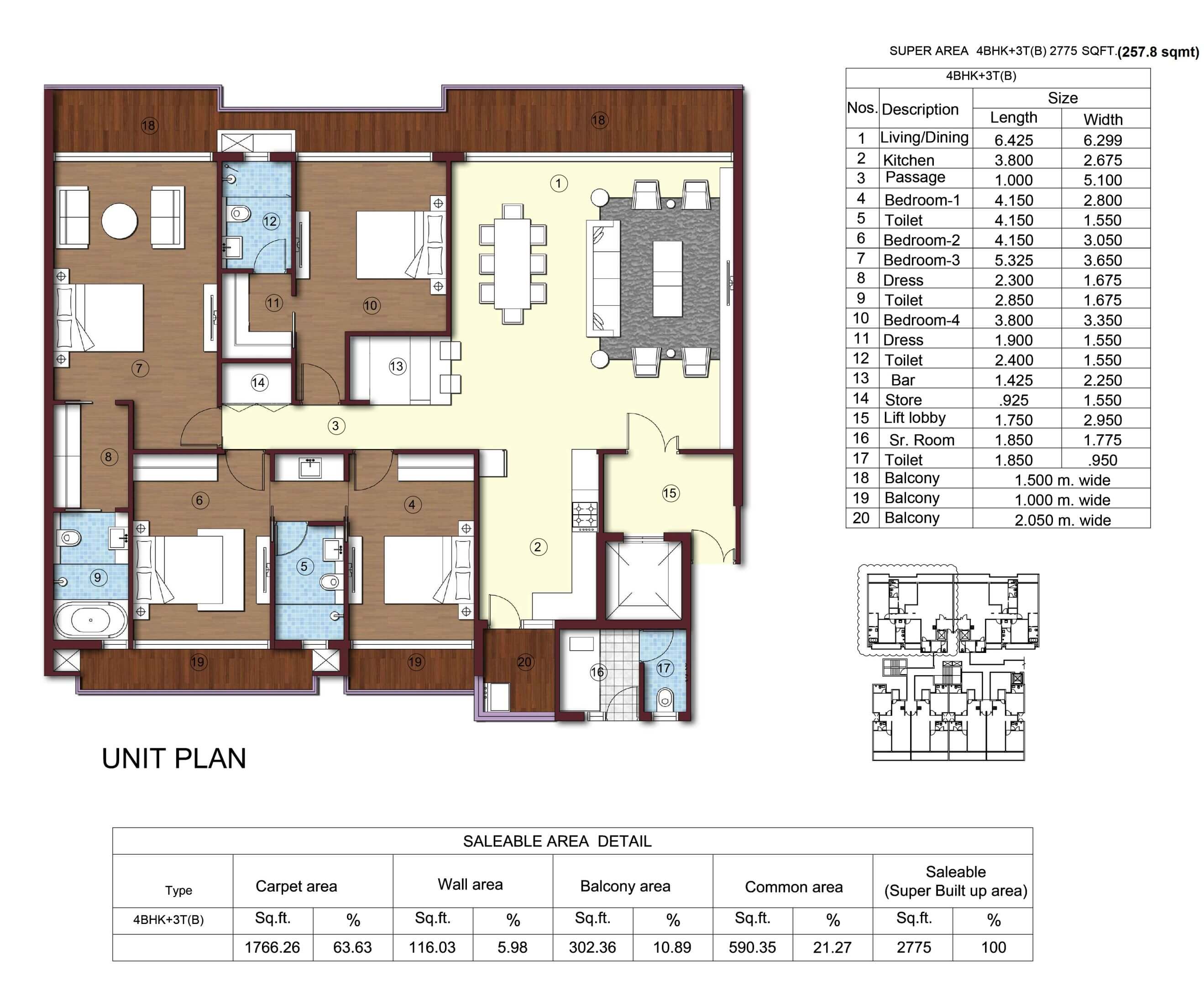 257.8 Sq.m (2775 Sqft)